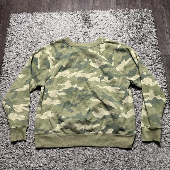 Old Navy Sweatshirt Womens Large Green Camo Pullover Crewneck Long Sleeve - Picture 2 of 9